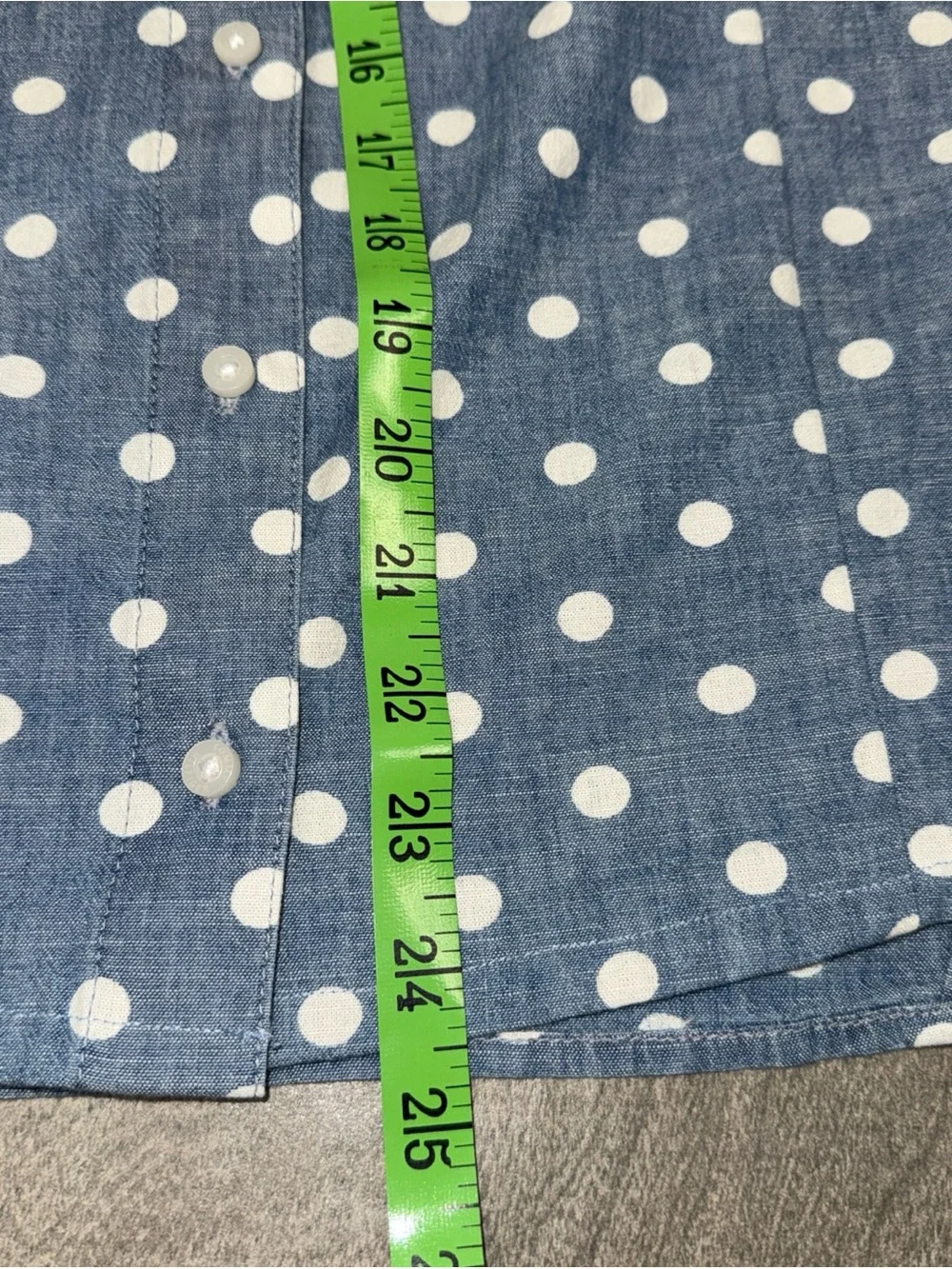Tommy Hilfiger Shirt M Blue Polka Dot 3/4 Roll Tab Sleeve Button Down *READ - Picture 9 of 10